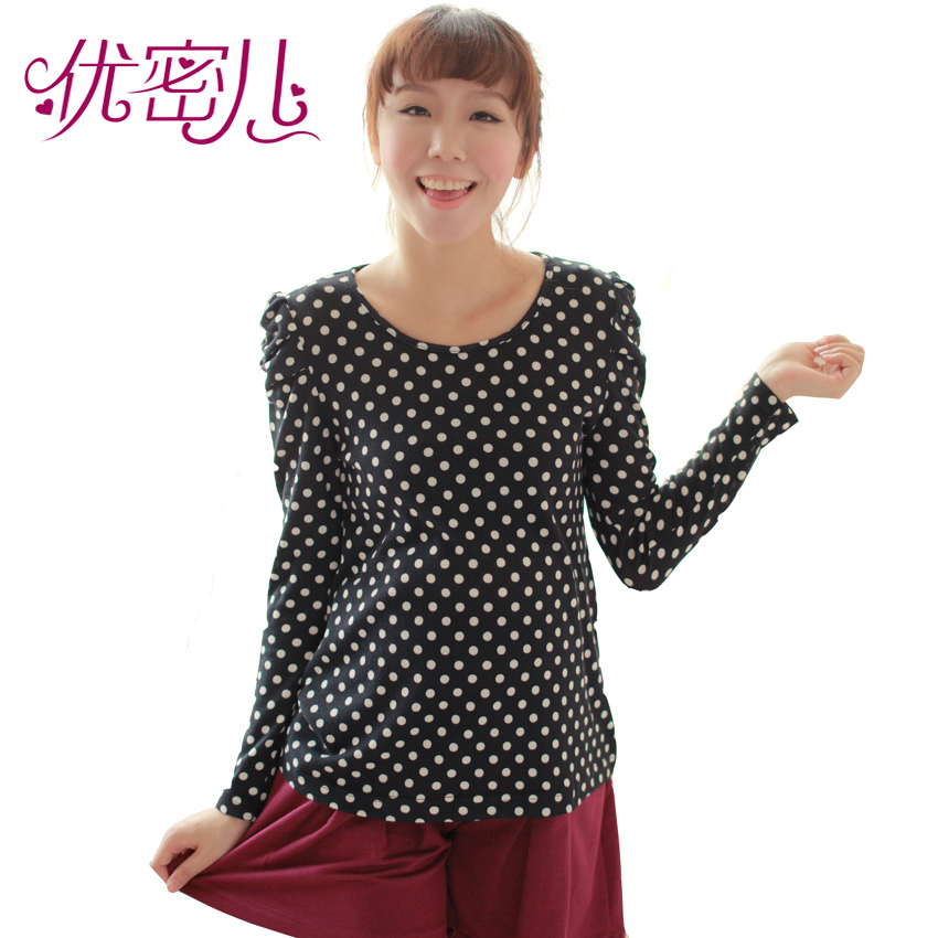 Maternity clothing spring maternity t-shirt basic shirt polka dot maternity long-sleeve top q8601