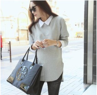 Maternity clothing spring maternity t-shirt maternity shirt collar long-sleeve top maternity t-shirt