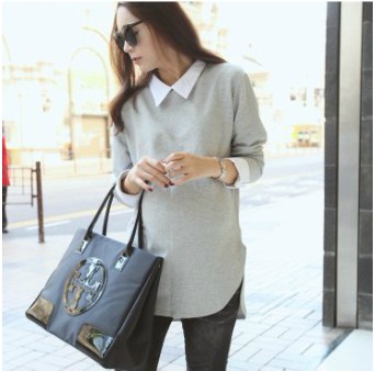 Maternity clothing spring maternity t-shirt maternity shirt collar long-sleeve top maternity t-shirt