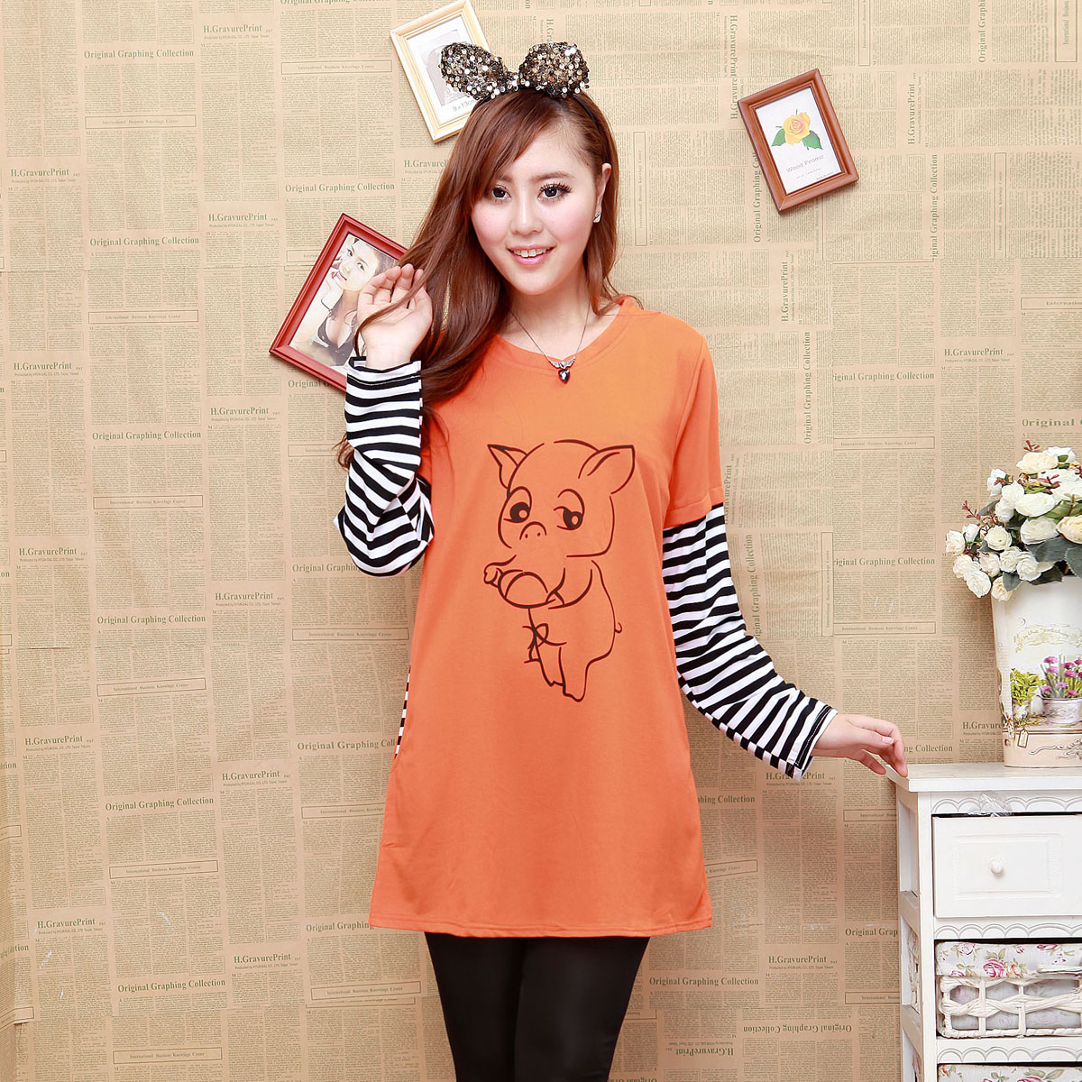 Maternity clothing spring maternity top maternity long-sleeve dress long design t-shirt autumn maternity