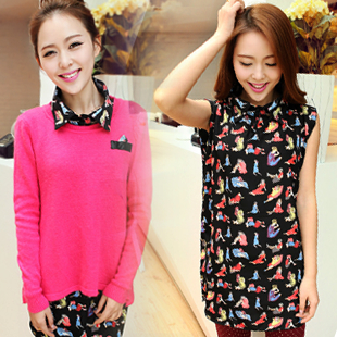 Maternity clothing spring maternity top spring maternity shirt long-sleeve sweater twinset maternity