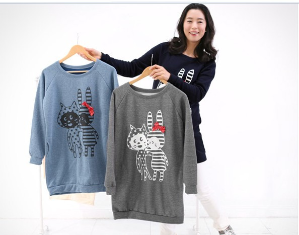 Maternity clothing spring medium-long maternity long-sleeve top maternity outerwear sweatshirt -181