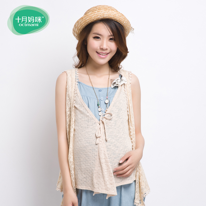 Maternity clothing spring new arrival lace patchwork knitted maternity vest outerwear