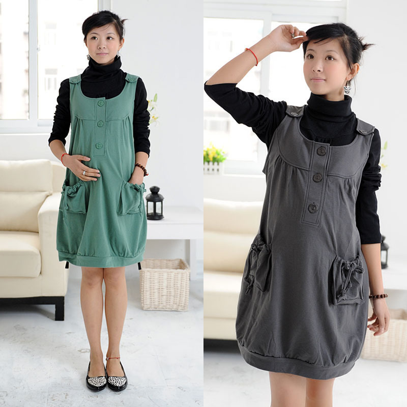 Maternity clothing spring tank dress maternity one-piece dress vest skirt fashion plus size loose skirt