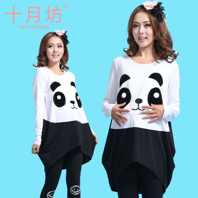 Maternity clothing spring top 100% cotton long-sleeve maternity t-shirt fashion loose maternity basic shirt ,Free shipping