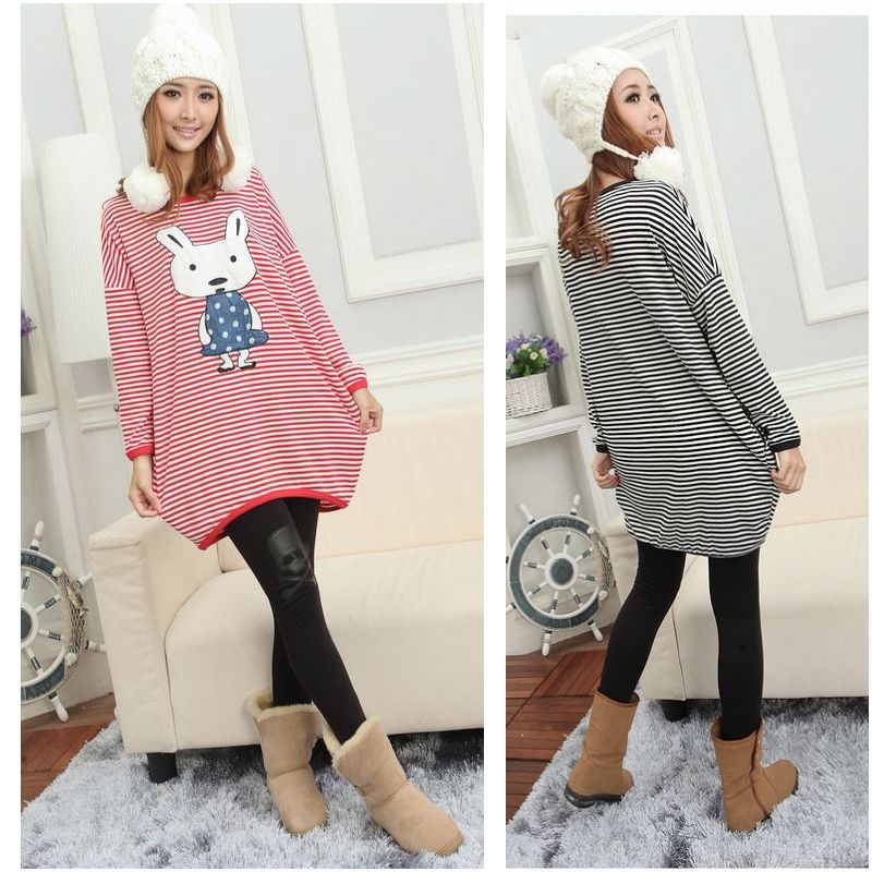 Maternity clothing spring top 100% cotton spring and autumn long-sleeve loose maternity t-shirt basic shirt sweatshirt dress