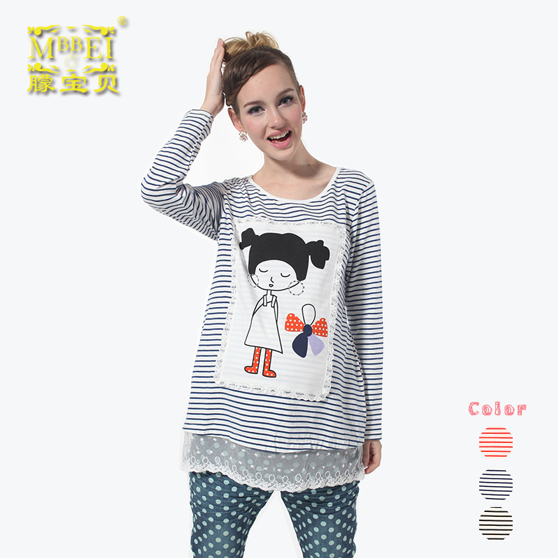 Maternity clothing spring top cartoon maternity clothing top 1526