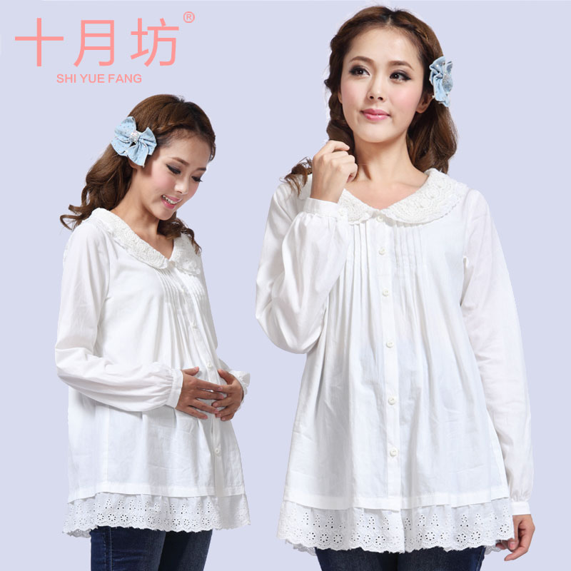 Maternity clothing spring top fashion 100% cotton maternity basic shirt long-sleeve T-shirt shirt ,Free shipping