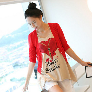 Maternity clothing spring top fashion spring and summer maternity cardigan twinset irregular tank dress