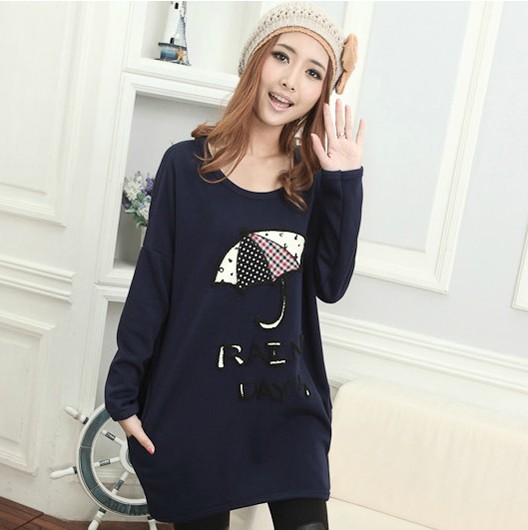 Maternity clothing spring velvet maternity plus velvet thickening t-shirt umbrella embroidery applique maternity sweatshirt