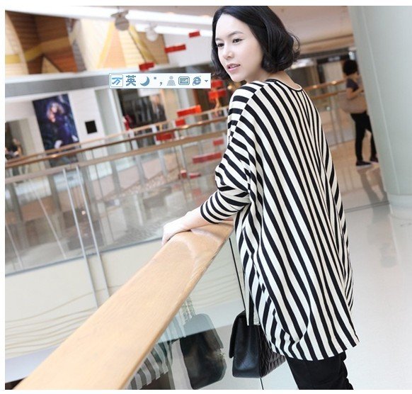 Maternity clothing, stripe long-sleeve womens maternity tees, loose pregnant clothes tops wear, retail&wholesale 3p/lot