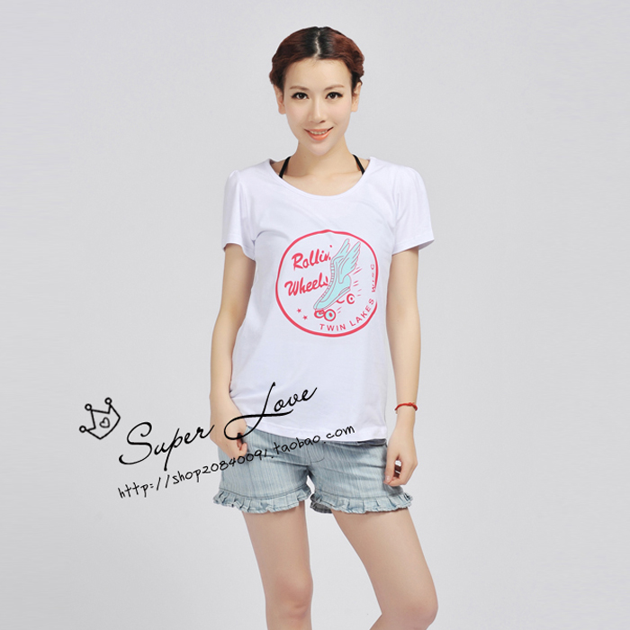 maternity clothing summer 100% cotton letter pattern maternity short-sleeve T-shirt maternity top 22745