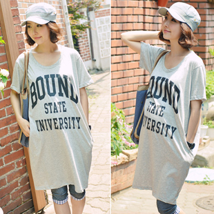 Maternity clothing summer casual loose letter short-sleeve T-shirt maternity dress long design top