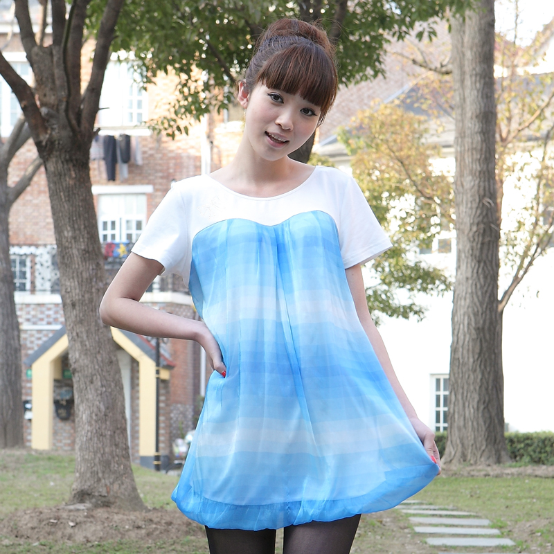 Maternity clothing summer fashion gradient color faux two piece top beautiful maternity t-shirt a262