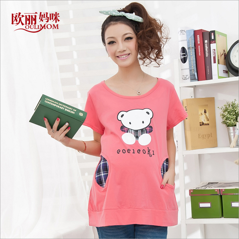 Maternity clothing summer fashion knitted maternity short-sleeve maternity t-shirt loose maternity top