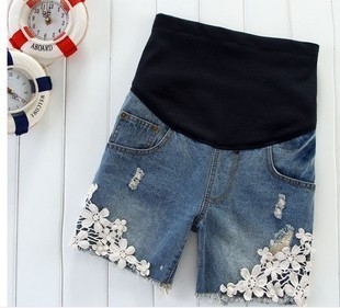 Maternity clothing summer fashion maternity pants laciness maternity shorts maternity denim shorts belly pants