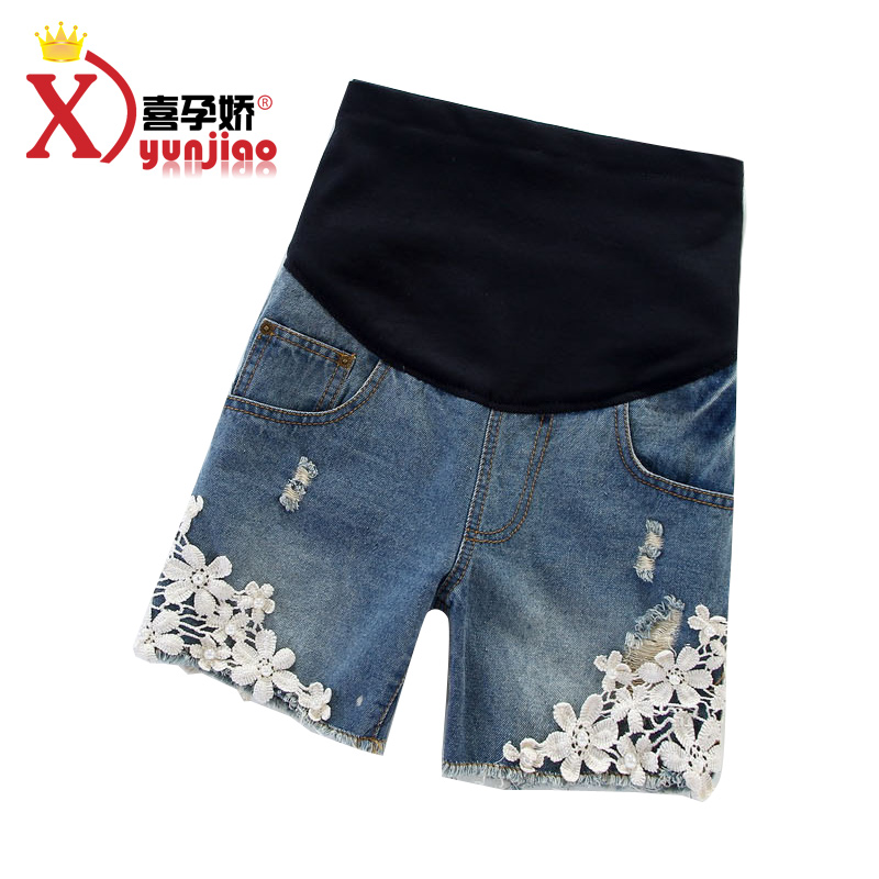 Maternity clothing summer fashion maternity pants laciness maternity shorts maternity denim shorts belly pants