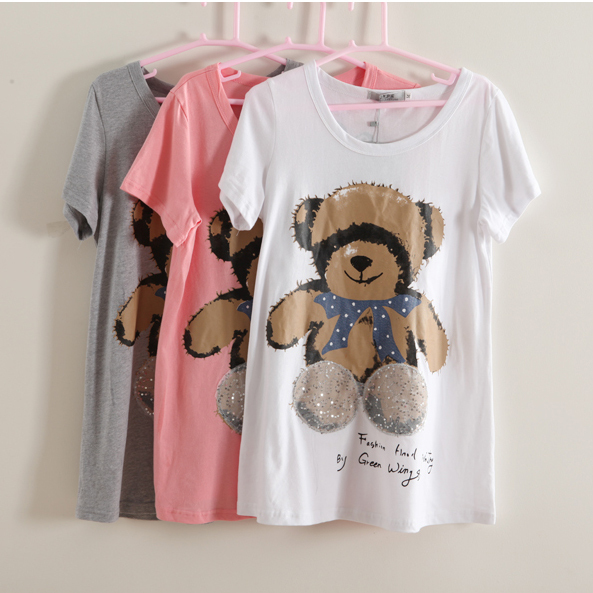 Maternity clothing summer fashion maternity top 100% cotton maternity t-shirt loose short sleeve length 2