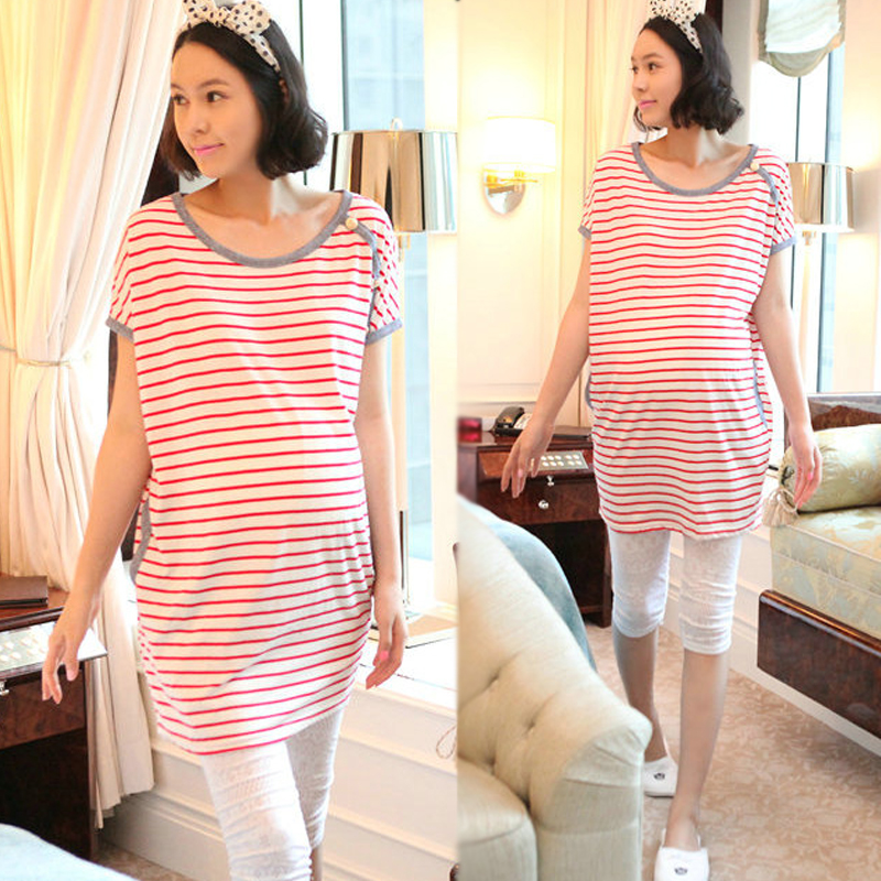 Maternity clothing summer fashion stripe maternity t-shirt maternity short-sleeve top legging