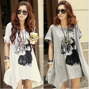 Maternity clothing summer headcounts maternity short-sleeve loose top t-shirt maternity irregular long design
