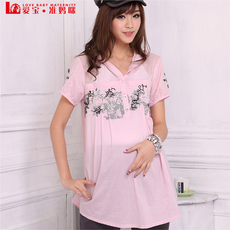 Maternity clothing summer loose maternity t-shirt long design maternity short-sleeve T-shirt 11518