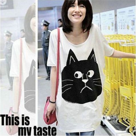 Maternity clothing summer maternity clothing maternity t-shirt kitten long design maternity short-sleeve spring and autumn