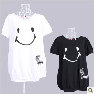 Maternity clothing summer maternity short-sleeve T-shirt cartoon smiley casual maternity short-sleeve top