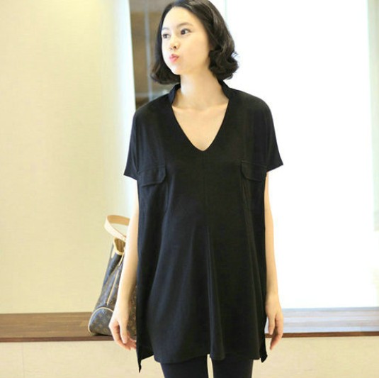 Maternity clothing summer maternity t-shirt 100% cotton short-sleeve top casual V-neck batwing sleeve maternity short-sleeve