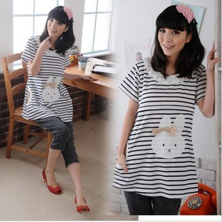 Maternity clothing summer maternity t-shirt loose nursing maternity short-sleeve top 12026