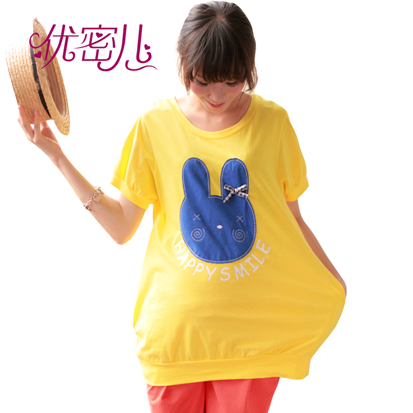 Maternity clothing summer maternity t-shirt short-sleeve cartoon maternity top fashion cotton spandex