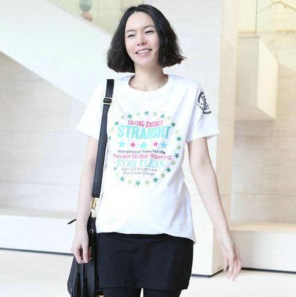 Maternity clothing summer maternity top maternity t-shirt fashion blue letter maternity short-sleeve
