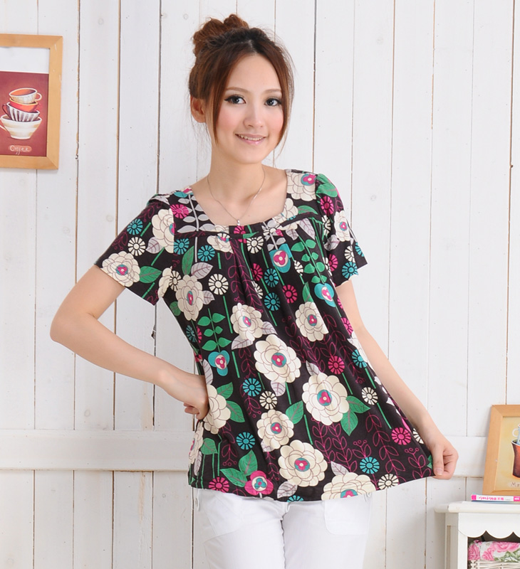 Maternity clothing summer print fashion maternity top 100% cotton t-shirt 88138