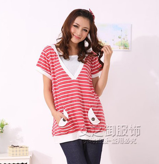 Maternity clothing summer stripe maternity top t-shirt nursing clothing nursing loading nursing clothes
