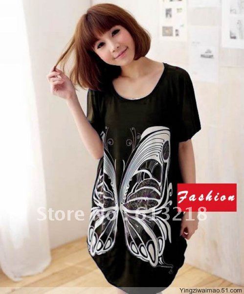 Maternity clothing summer t-shirt maternity top large butterfly print plus size Free Shipping