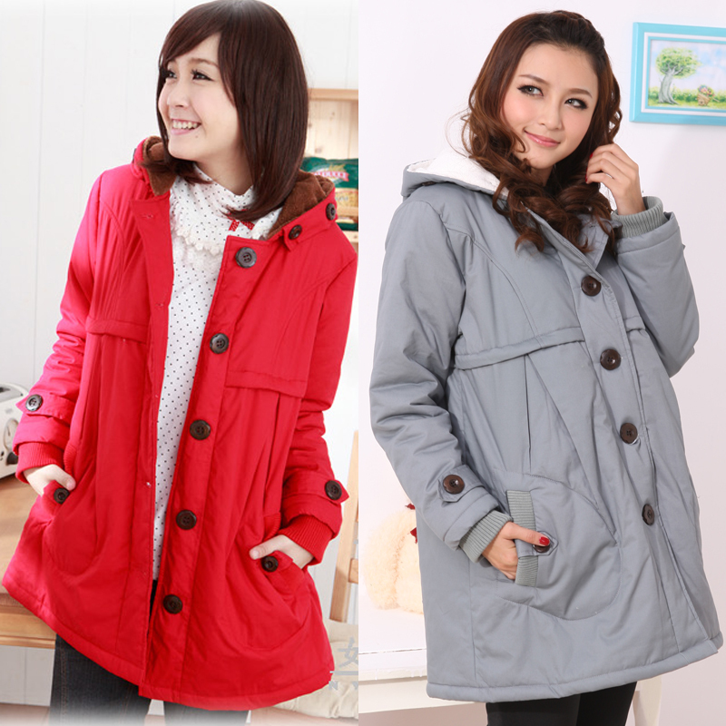 Maternity clothing thermal lambsdown with a hood autumn and winter maternity overcoat cotton-padded jacket wadded jacket 1792