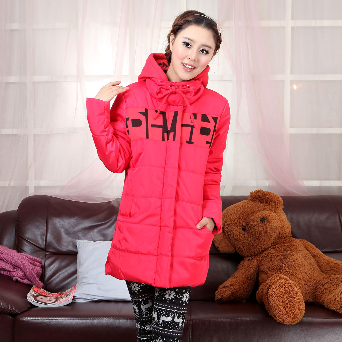 Maternity clothing thermal maternity hooded cotton-padded jacket outerwear wadded jacket maternity clothing winter new arrival