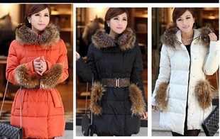 Maternity clothing thickening fur collar maternity down coat long design maternity down cotton-padded jacket wadded jacket