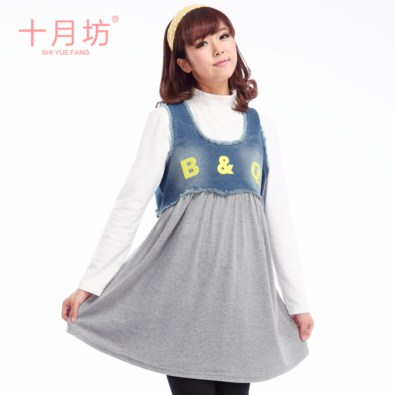 Maternity clothing top autumn 100% cotton fashion spring and autumn maternity bust skirt tank dress