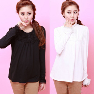 Maternity clothing top fashion long-sleeve maternity basic shirt 100% cotton t-shirt basic shirt