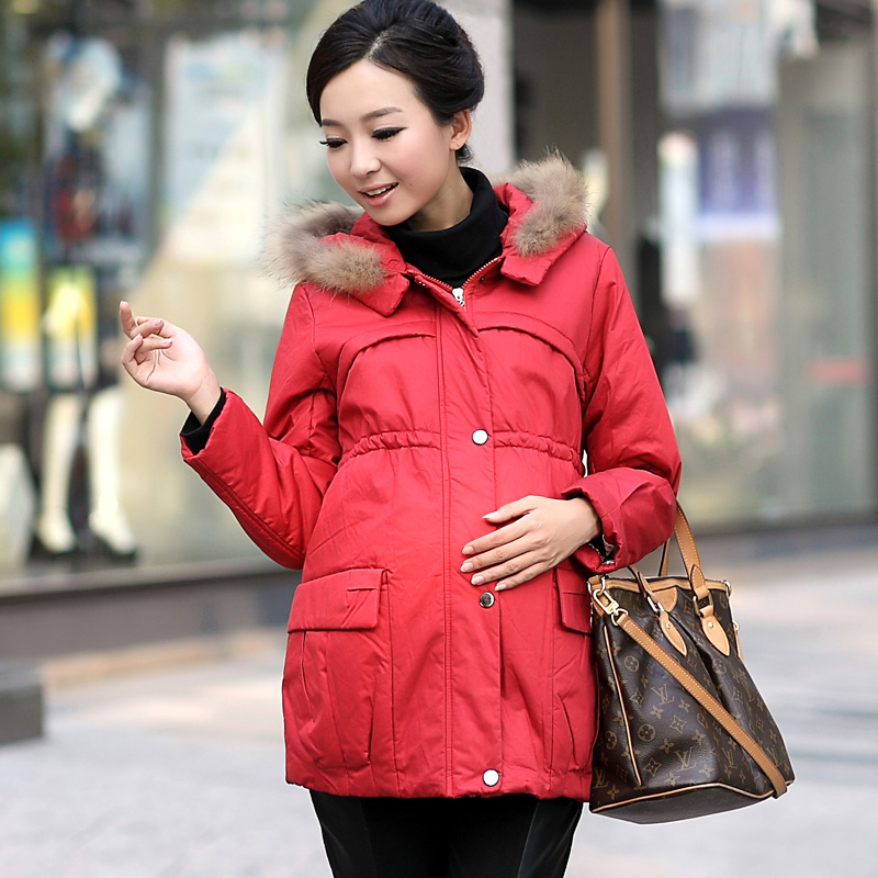 Maternity clothing winter 100% cotton raccoon fur thermal maternity wadded jacket maternity cotton-padded jacket