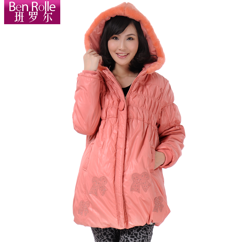 Maternity clothing winter autumn and winter plus size thermal maternity wadded jacket aozi with a hood outerwear top