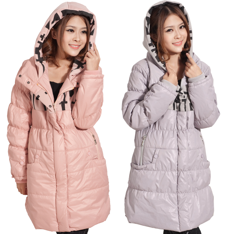 Maternity clothing winter cotton-padded jacket maternity wadded jacket front zipper hooded thermal maternity outerwear