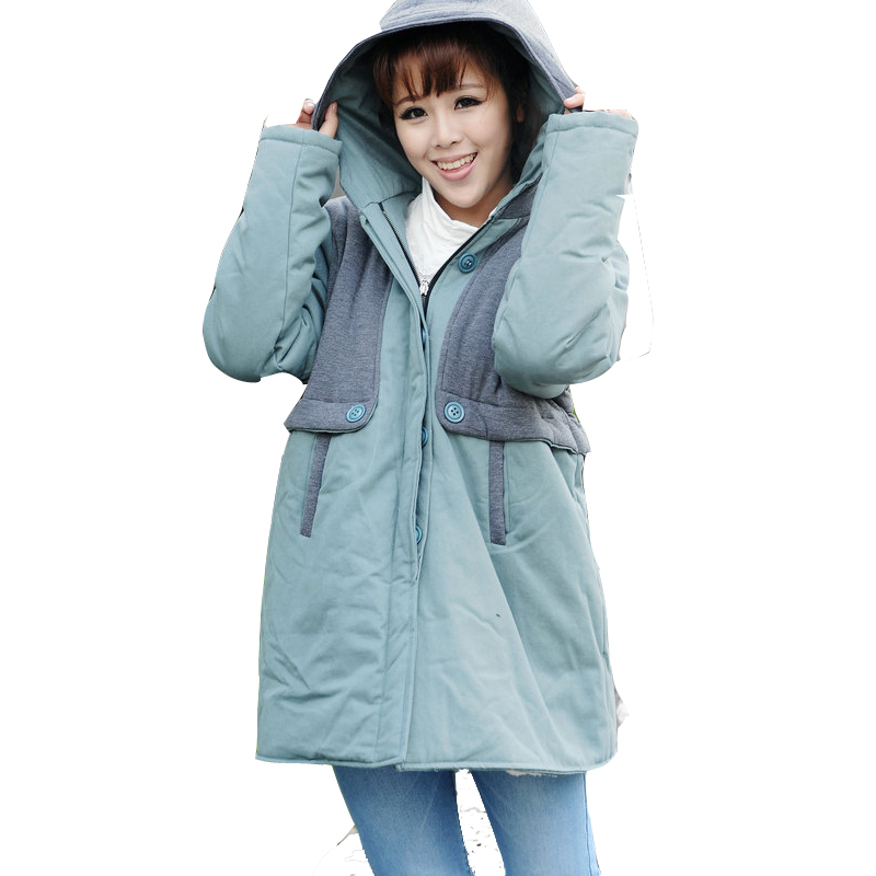 Maternity clothing winter fashion high quality maternity thickening thermal with a hood maternity winter wadded jacket outerwear