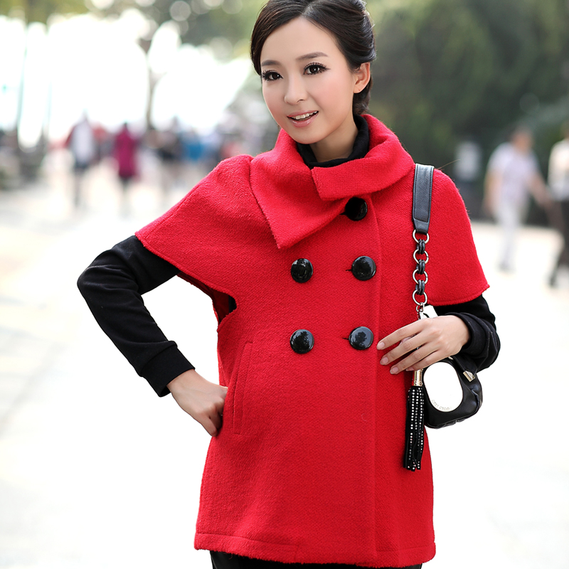 Maternity clothing winter fashion turn-down collar short-sleeve woolen overcoat maternity overcoat