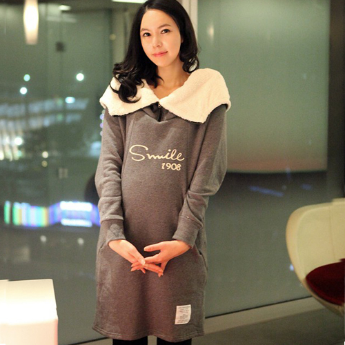 Maternity clothing winter large lapel berber fleece maternity wadded jacket thickening thermal plus velvet outerwear top