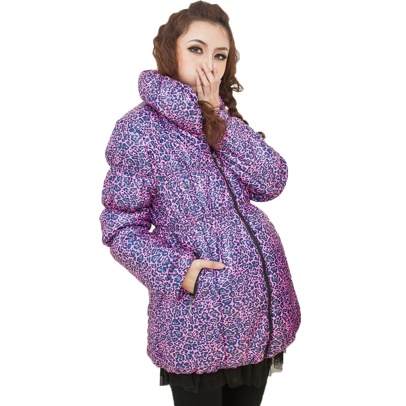 Maternity clothing winter leopard print maternity wadded jacket winter thickening cotton-padded jacket top cotton-padded jacket