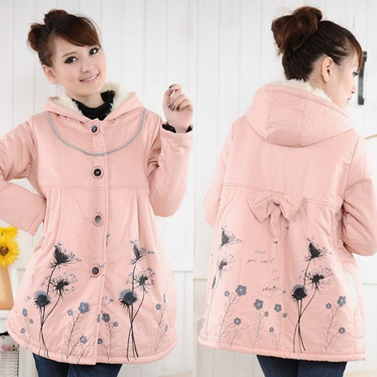 Maternity clothing winter maternity cotton-padded jacket maternity wadded jacket thermal berber fleece winter maternity hooded