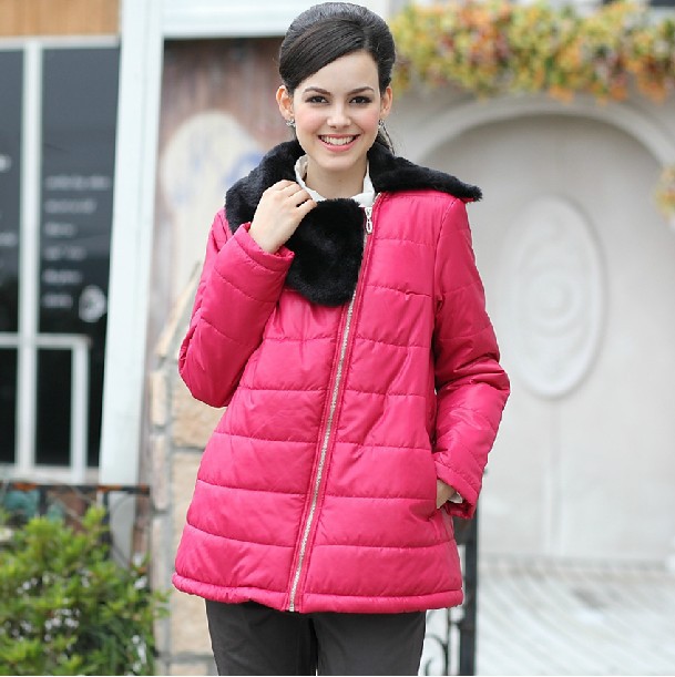 Maternity clothing winter maternity cotton-padded jacket thermal detachable fur collar yws773104