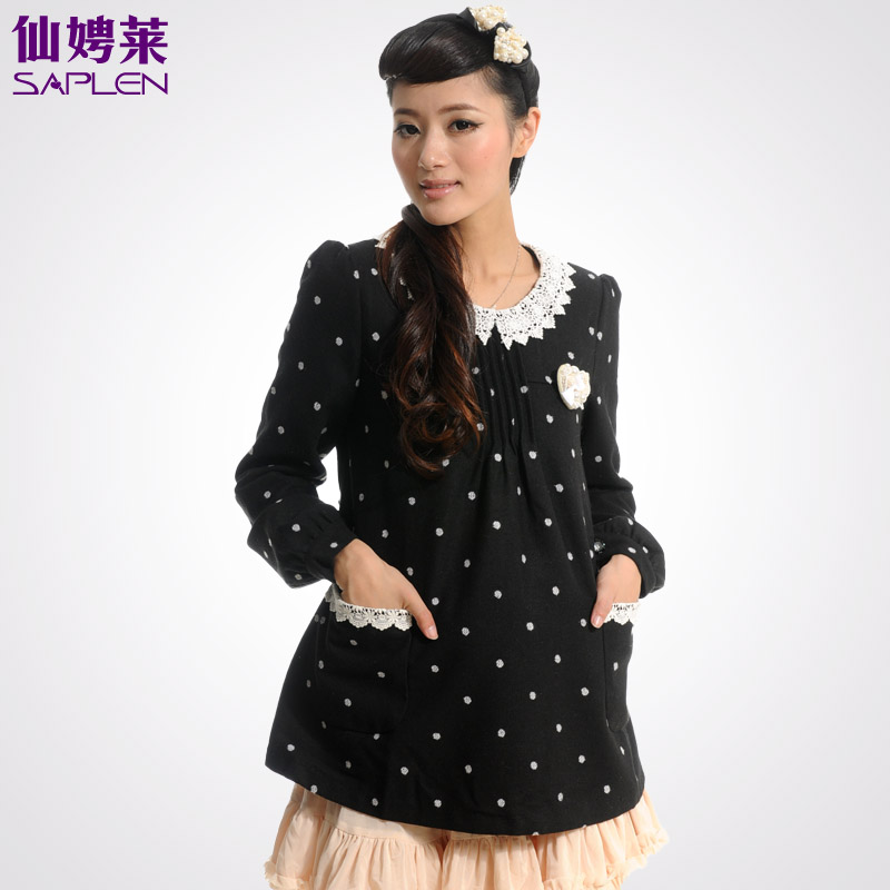 Maternity clothing winter maternity fashion long-sleeve top unlined maternity clothing 130654
