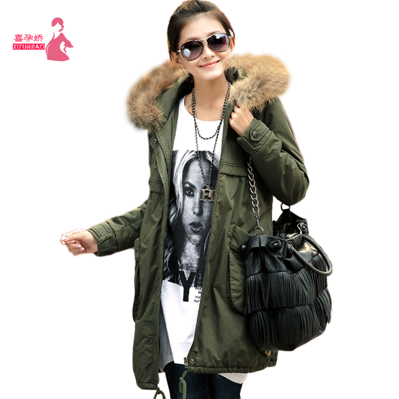 Maternity clothing winter maternity outerwear fashion raccoon fur maternity cotton-padded jacket wadded jacket plus size